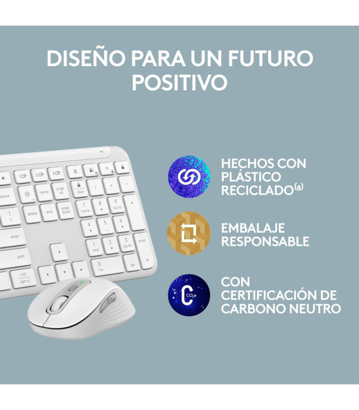 Teclado + raton logitech mk950 inalambrico blanco
