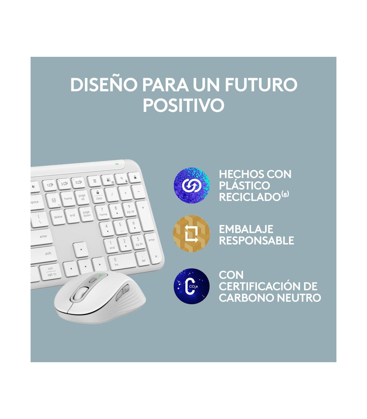 Teclado + raton logitech mk950 inalambrico blanco