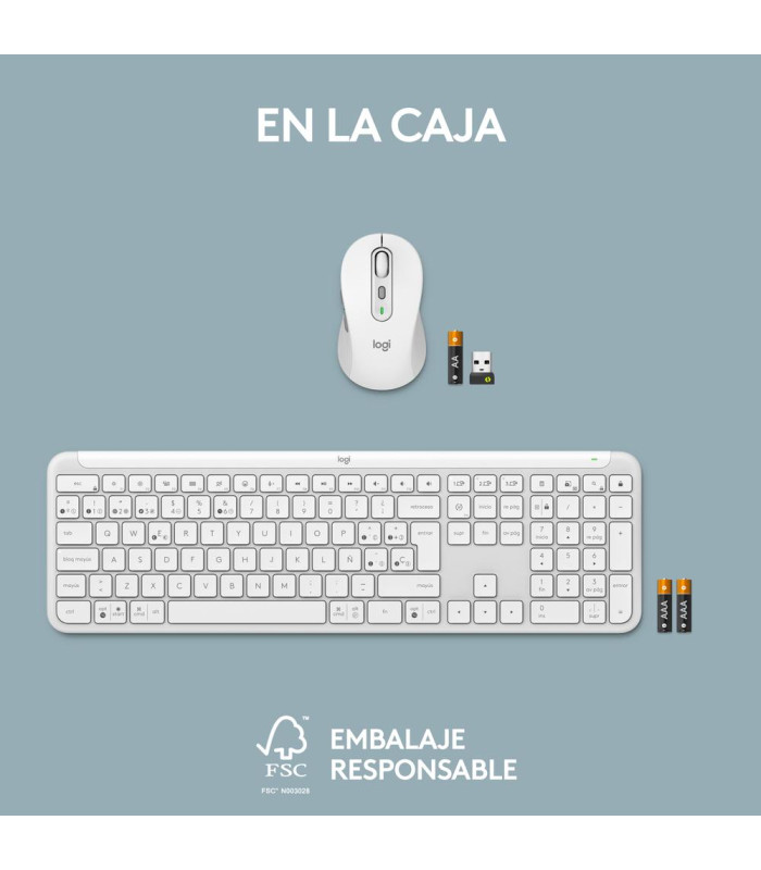 Teclado + raton logitech mk950 inalambrico blanco