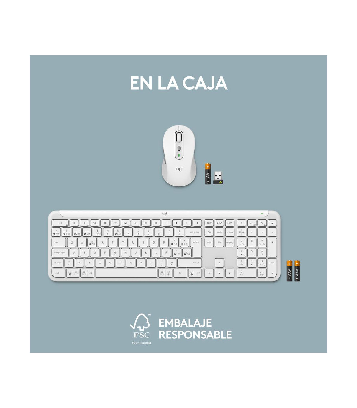 Teclado + raton logitech mk950 inalambrico blanco