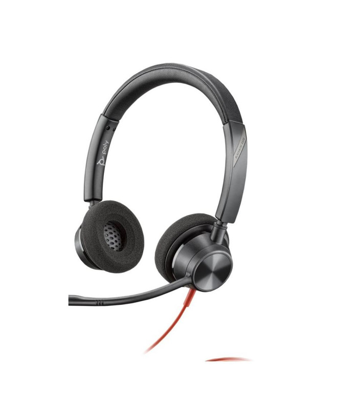 Auriculares poly estéreo blackwire 3325 con certificación microsoft teams usb - c + conector de 35 mm + adaptador usb - c - a