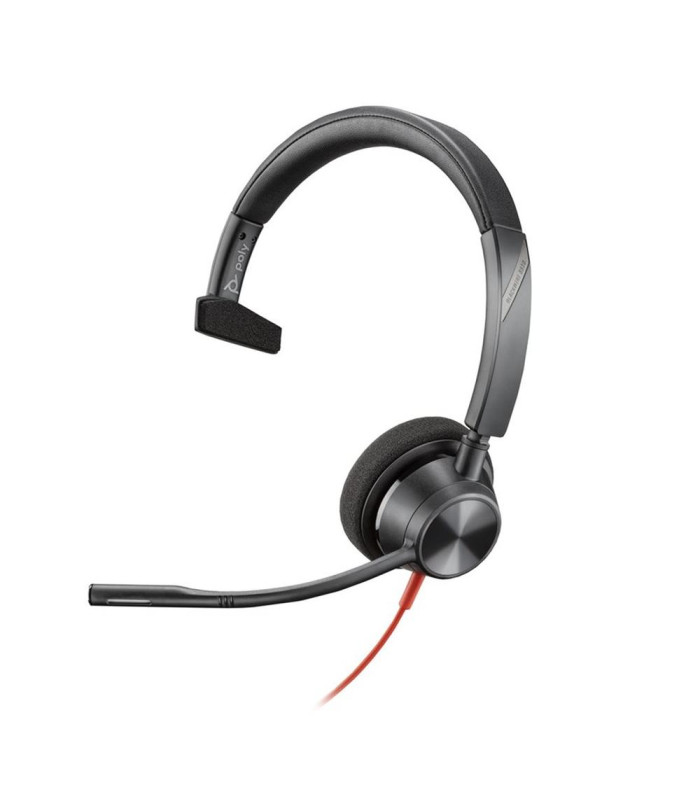 Auriculares poly monoaurales blackwire 3310 con certificación microsoft teams usb - c + adaptador usb - c - a
