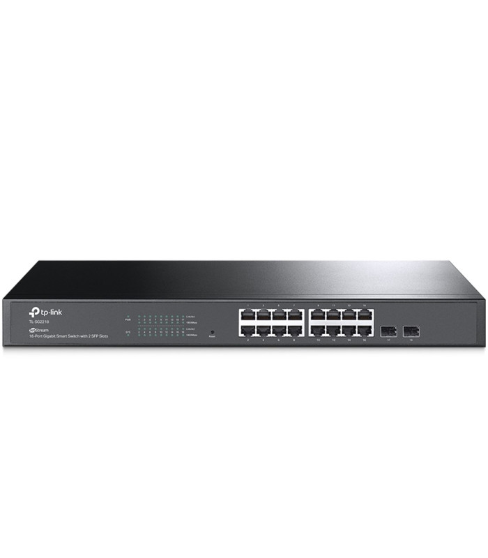 Swicht tp - link 16 puertos 10 - 100 - 1000mbps con 2 ptos sfp gestionable rack 19 pulgadas