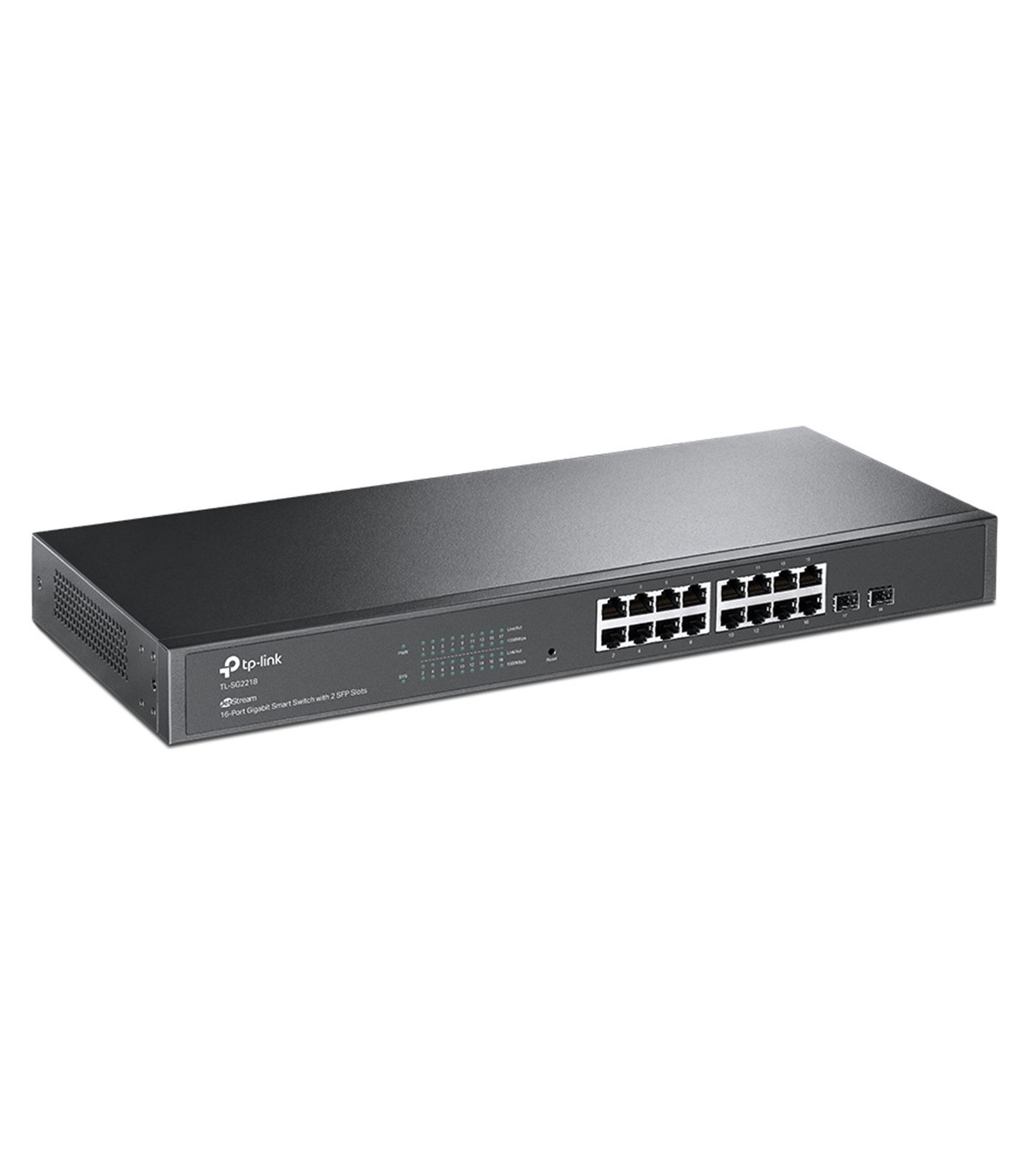 Swicht tp - link 16 puertos 10 - 100 - 1000mbps con 2 ptos sfp gestionable rack 19 pulgadas
