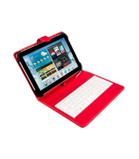 Funda universal silver ht para tablet 9 - 10.1 pulgadas + teclado con cable micro usb rojo - blanco
