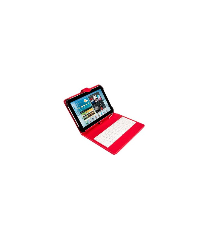 Funda universal silver ht para tablet 9 - 10.1 pulgadas + teclado con cable micro usb rojo - blanco