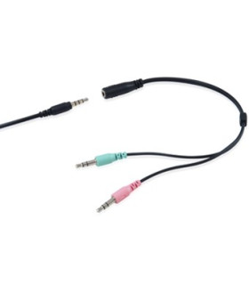 Auricular equip life microfono jack 3.5mm ( incluye adaptador 1 a 2 jacks ) negro