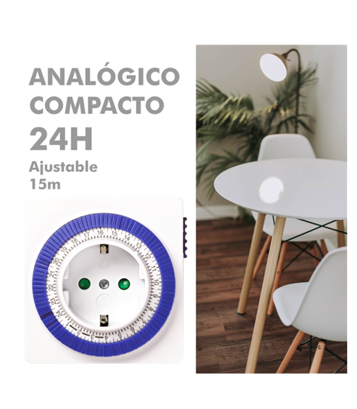 Programador silver electronic analógico -  24 horas -  3600w -  250v -  16a -  50hz -  ip 20 - ajustable 15 minutos -  24h