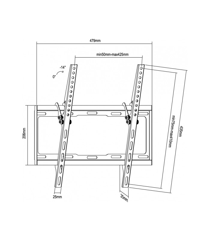 Soporte pantalla equip 32 pulgadas -  55 pulgadas inclinable 0º - 14º max 35 kgs vesa max. 400x400