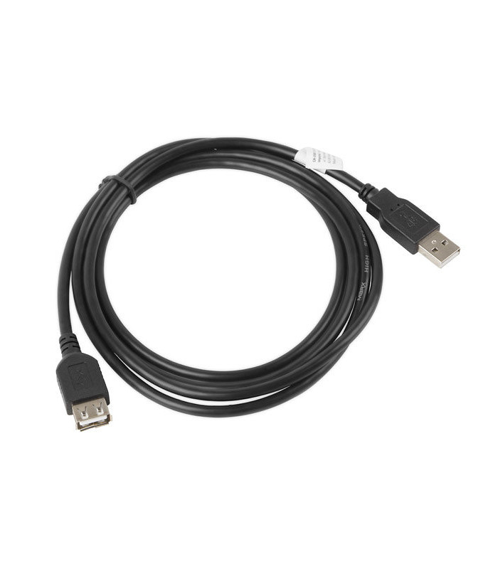 Cable alargador lanberg usb 2.0 macho hembra 1.8m negro