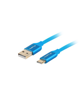 Cable usb lanberg 2.0 macho -  usb tipo c macho quick charge 3.0 1m azul