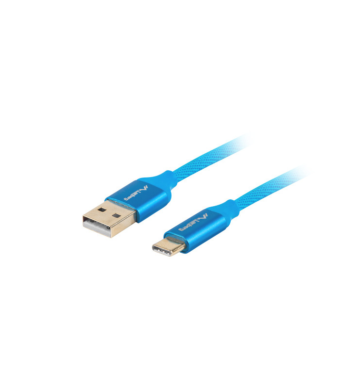 Cable usb lanberg 2.0 macho -  usb tipo c macho quick charge 3.0 1m azul