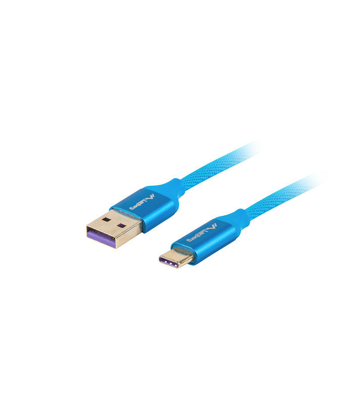 Cable usb lanberg 2.0 macho - usb tipo c macho 5a 1m azul