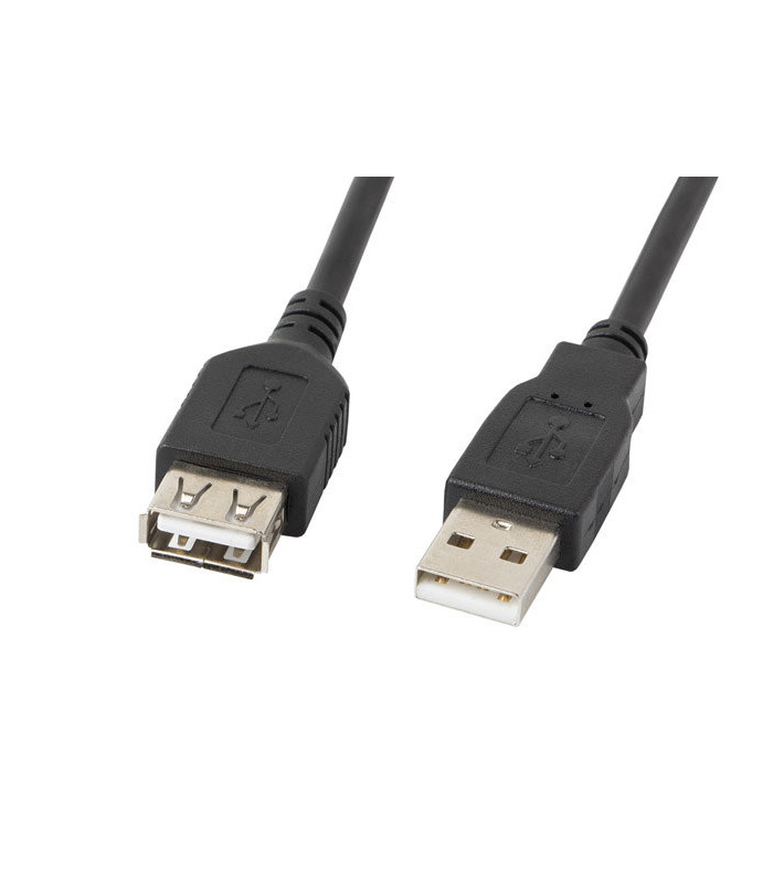 Cable alargador lanberg usb 2.0 macho hembra 0.7m negro