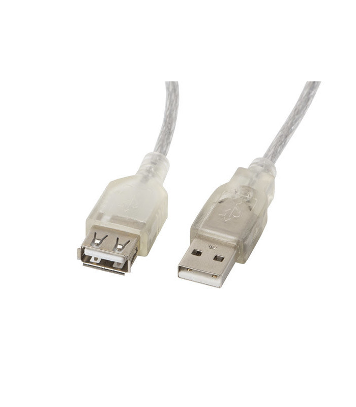 Cable alargador lanbergusb 2.0 macho hembra ferrita 1.8m transparente