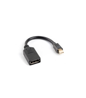 Adaptador lanberg mini displayport macho a displayport hembra cable 10 cm negro