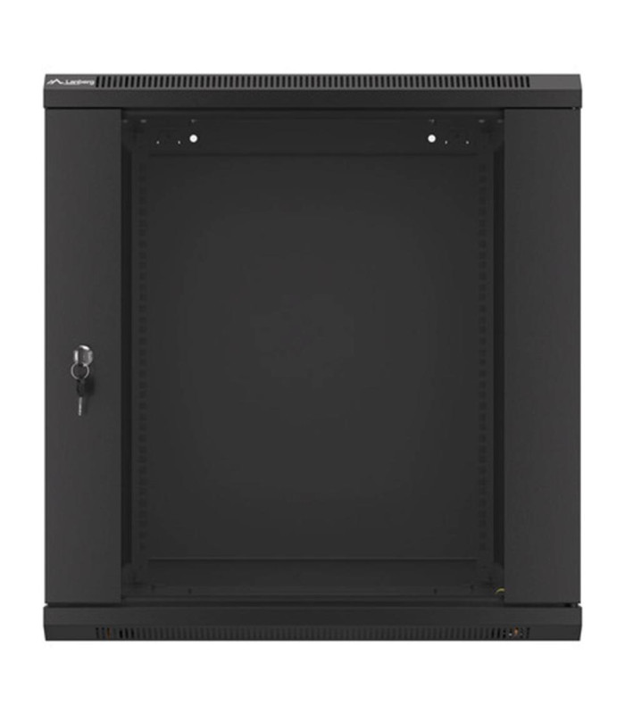Armario lanberg mural rack 19 pulgadas 12u - 600x600 auto ensamblado negro puerta de cristal
