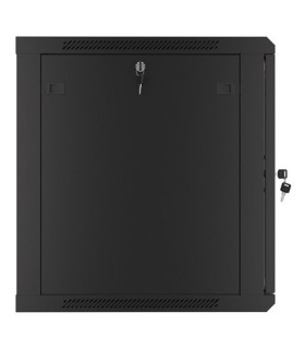 Armario lanberg mural rack 19 pulgadas 12u - 600x600 auto ensamblado negro puerta de cristal