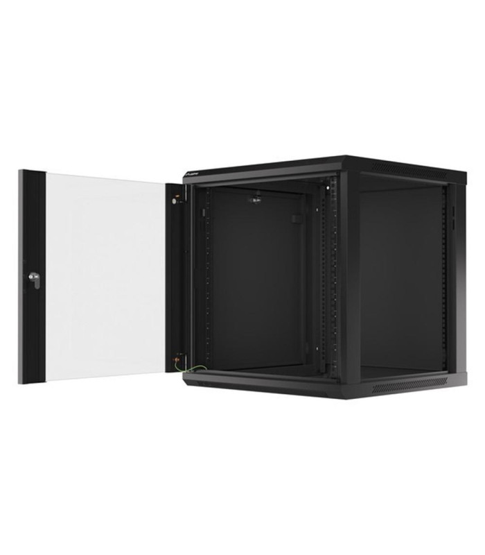 Armario lanberg mural rack 19 pulgadas 12u - 600x600 auto ensamblado negro puerta de cristal