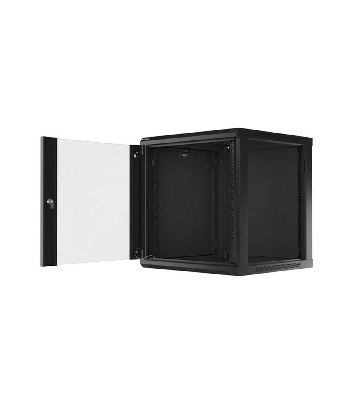 Armario lanberg mural rack 19 pulgadas 12u - 600x600 auto ensamblado negro puerta de cristal