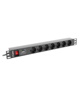 Regleta lanberg 1u 16a rack 19 7x socket negro 2m