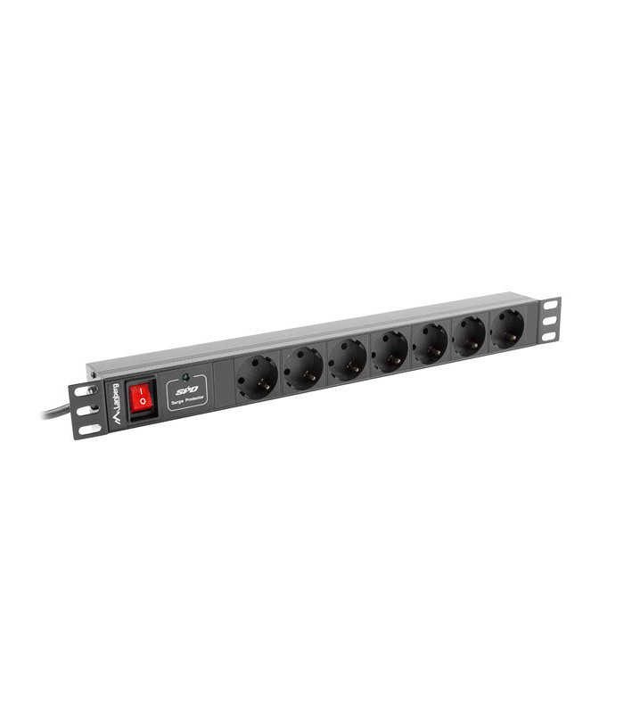 Regleta lanberg 1u 16a rack 19 7x socket negro 2m