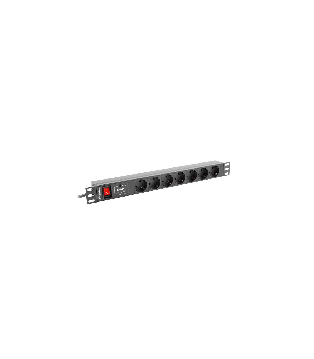 Regleta lanberg 1u 16a rack 19 7x socket negro 2m