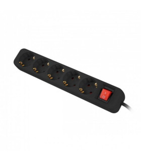 Regleta lanberg 5 tomas schuko con protecion negra 1.5m