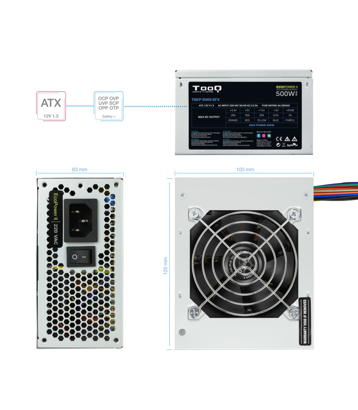Fuente alimentacion tooq ep - ii sfx matx tqep - 500s - sfx 500w
