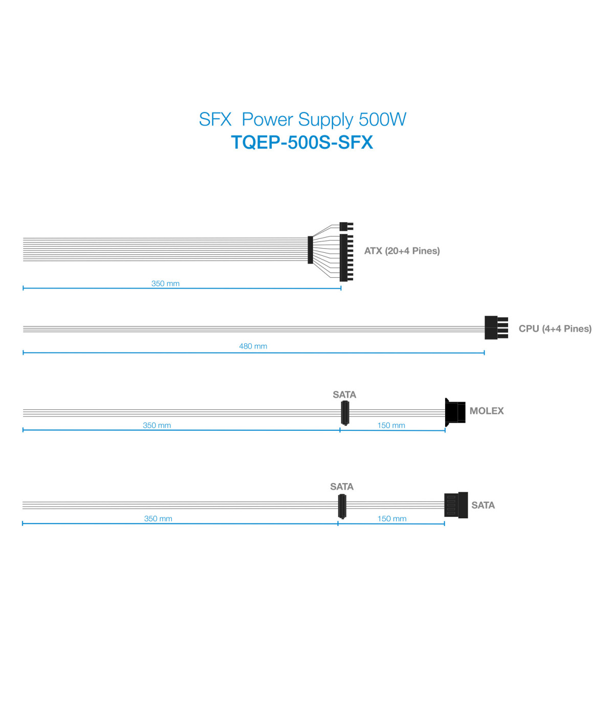 Fuente alimentacion tooq ep - ii sfx matx tqep - 500s - sfx 500w
