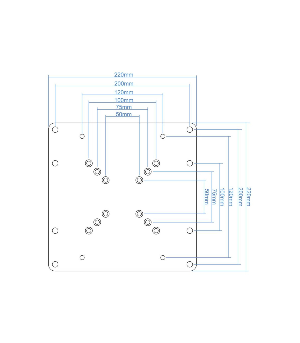 Adaptador vesa tooq vma0200 - b 200x200 -200x100 -100x200 negro