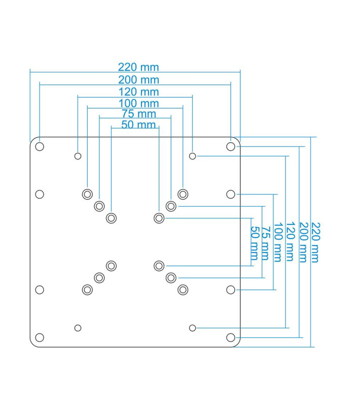 Adaptador vesa tooq vma0200 - b 200x200 -200x100 -100x200 negro