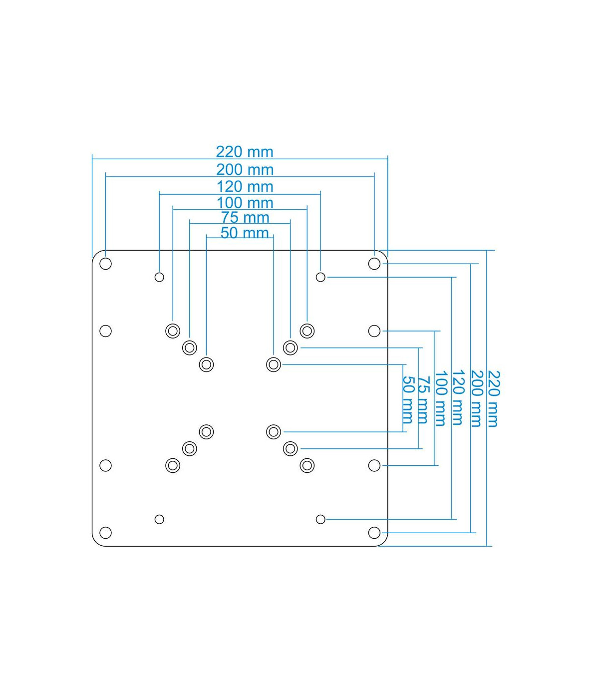 Adaptador vesa tooq vma0200 - b 200x200 -200x100 -100x200 negro