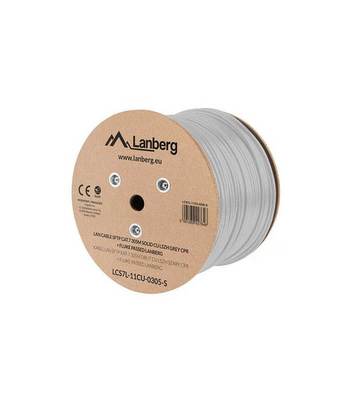 Bobina cat.7 lanberg sftp 305m solid cu lszh cpr + fluke passed gris