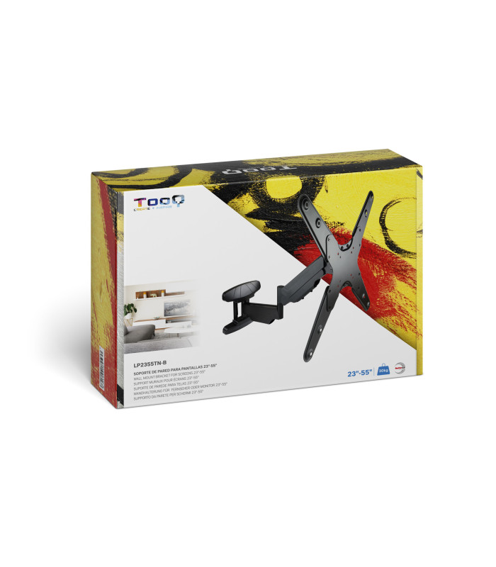 Soporte tv - monitor tooq 23 pulgadas - 55 pulgadas giratorio - inclinable negro vesa max 400x400 -  inclinable 5º - 15º -  gira