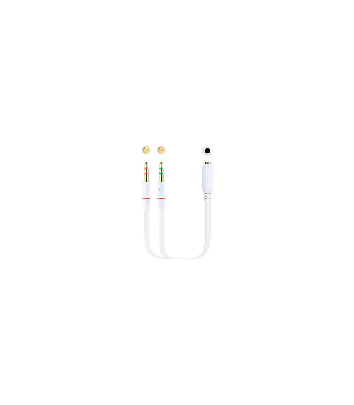 Cable audio 1xjack - 3.5 a 2xjack - 3.5 nanocable 20cm blanco -  hembra a 2xmacho -  4pin -  3pin -  blanco