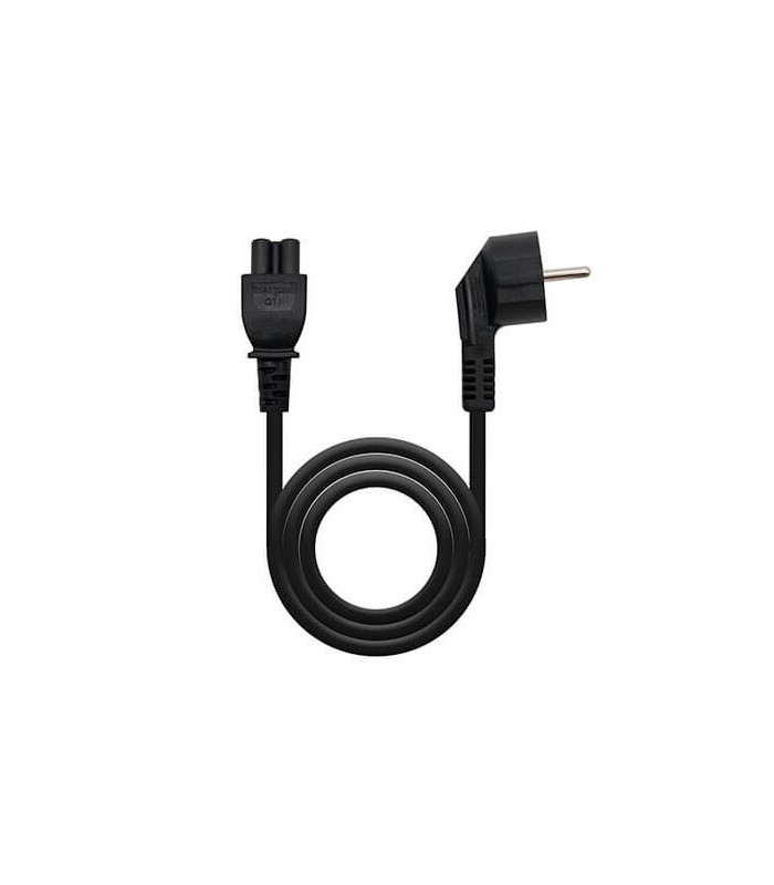 Cable alimentacion tipo trebol 1.5m nanocable negro corriente -  acodado -  schuko c5 -  awg18