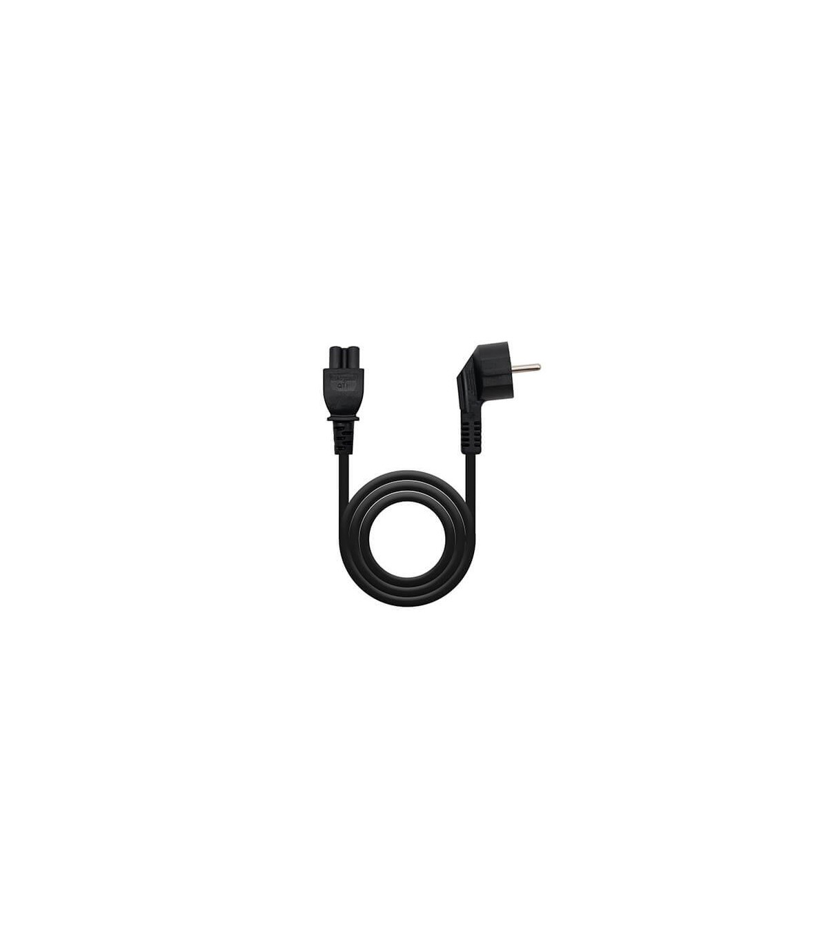 Cable alimentacion tipo trebol 1.5m nanocable negro corriente -  acodado -  schuko c5 -  awg18