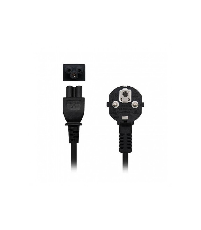 Cable alimentacion tipo trebol 1.5m nanocable negro corriente -  acodado -  schuko c5 -  awg18