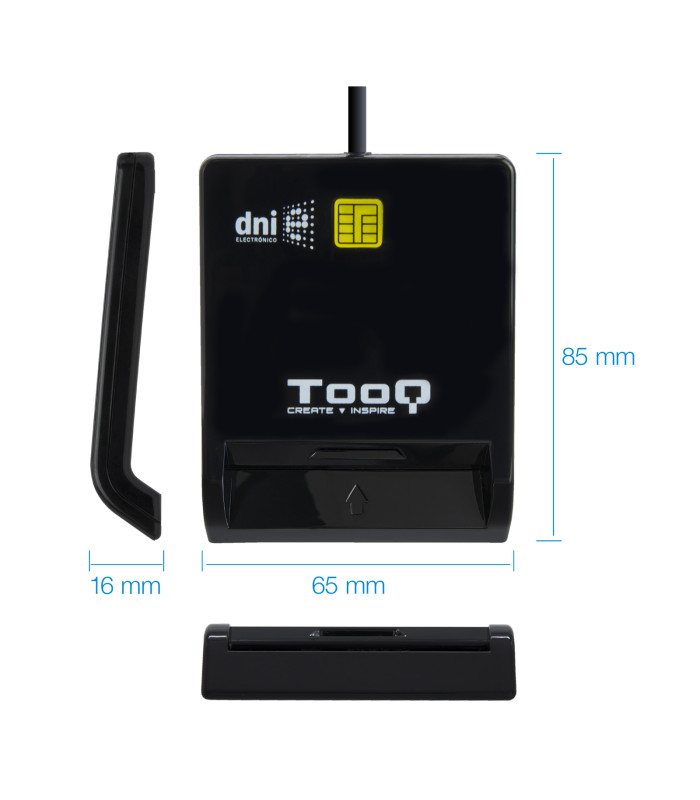 Lector de tarjetas externo tooq tqr - 211b dnie sim usb - c negro