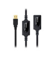 Cable usb tipo a 2.0 a usb tipo a nanocable+amplificador 10m negro - macho - hembra