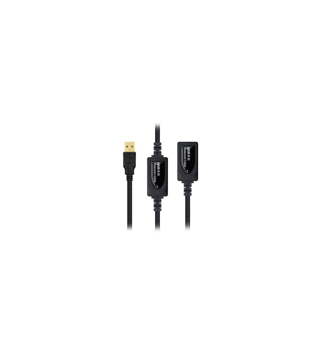 Cable usb tipo a 2.0 a usb tipo a nanocable+amplificador 10m negro -  macho - hembra