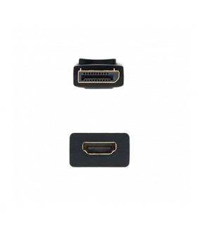Adaptador displayport a hdmi nanocable macho - hembra 15cm negro