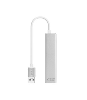 Adaptador hub usb tipo a 3.0 a ethernet gigabit+3xusb nanocable 0.15m plata