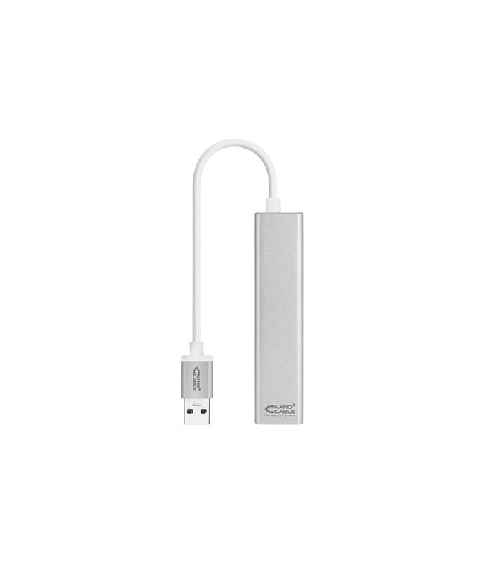 Adaptador hub usb tipo a 3.0 a ethernet gigabit+3xusb nanocable 0.15m plata