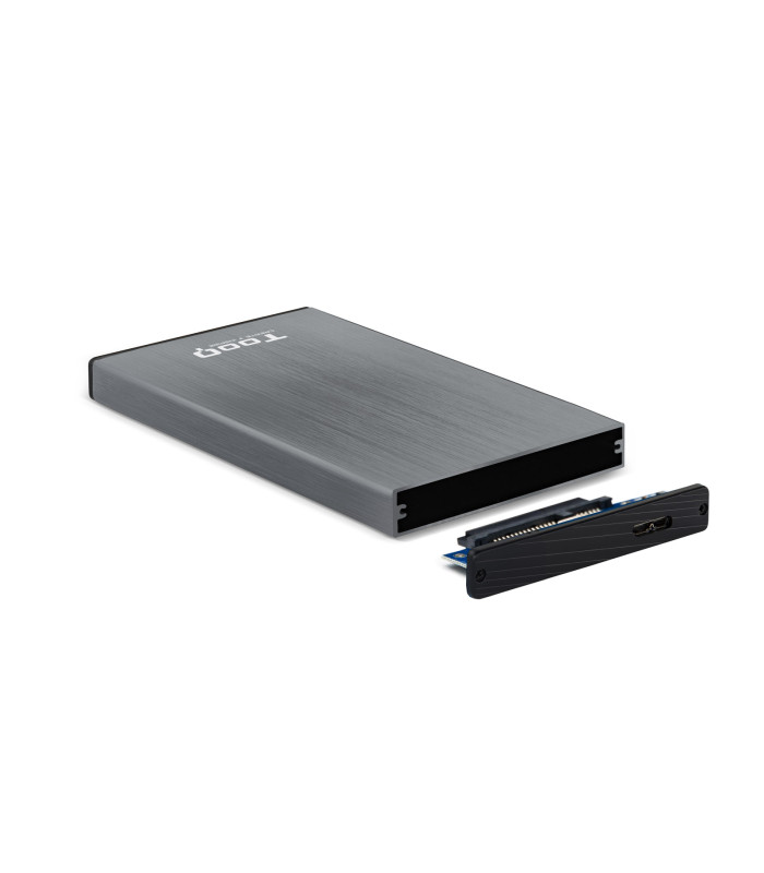 Caja externa tooq tqe - 2527g para hhd - ssd 2.5 pulgadas 9.5mm sata usb 3.0 gris