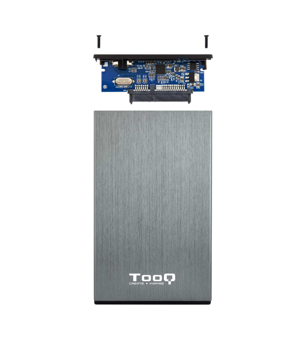 Caja externa tooq tqe - 2527g para hhd - ssd 2.5 pulgadas 9.5mm sata usb 3.0 gris
