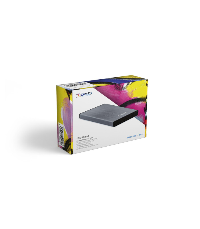 Caja externa tooq tqe - 2527g para hhd - ssd 2.5 pulgadas 9.5mm sata usb 3.0 gris