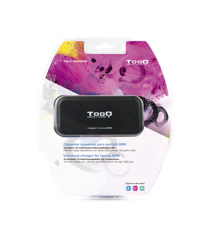 Cargador portatil universal tooq tqlc - 90bs02m 90w 1 x usb 12c negro