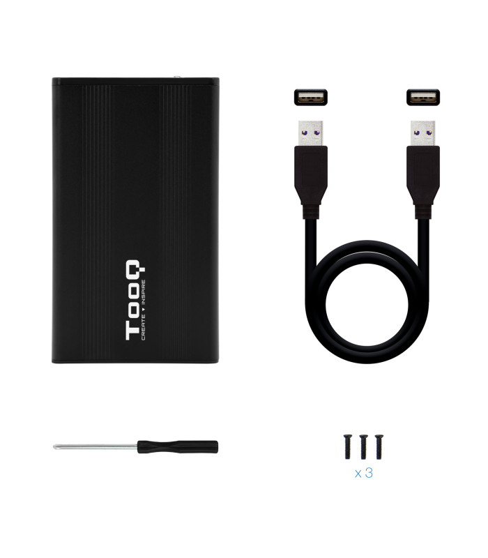 Caja externa tooq tqe - 2510b hdd - ssd 2.5 pulgadas 9.5mm sata usb 2.0 negra